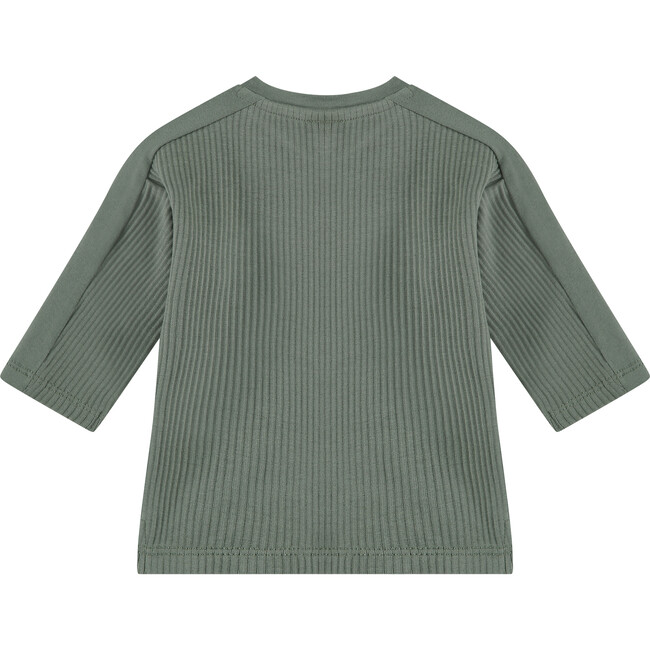 Long Sleeve Ribbed Henley Shirt, Thyme - Shirts - 2