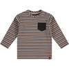 Long Sleeve Striped Pocket Shirt, Taupe - Shirts - 1 - thumbnail