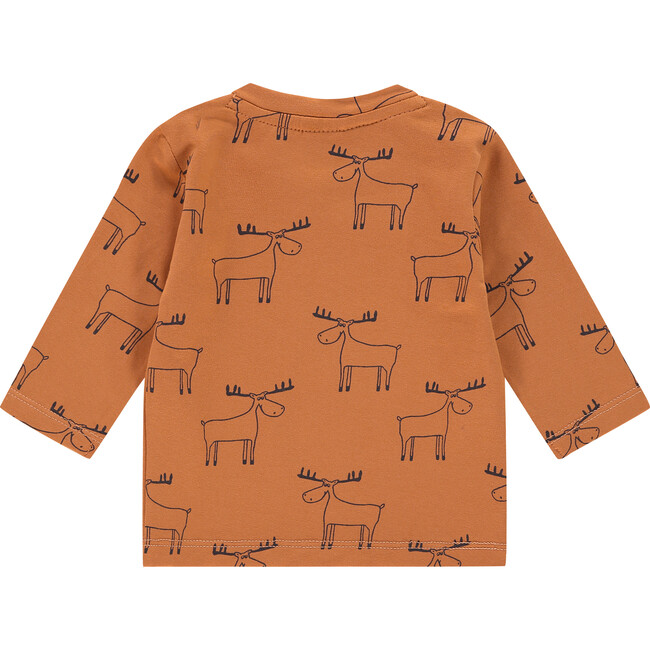 All-Over Moose Outline Long Sleeve Tee Shirt, Orange - T-Shirts - 2