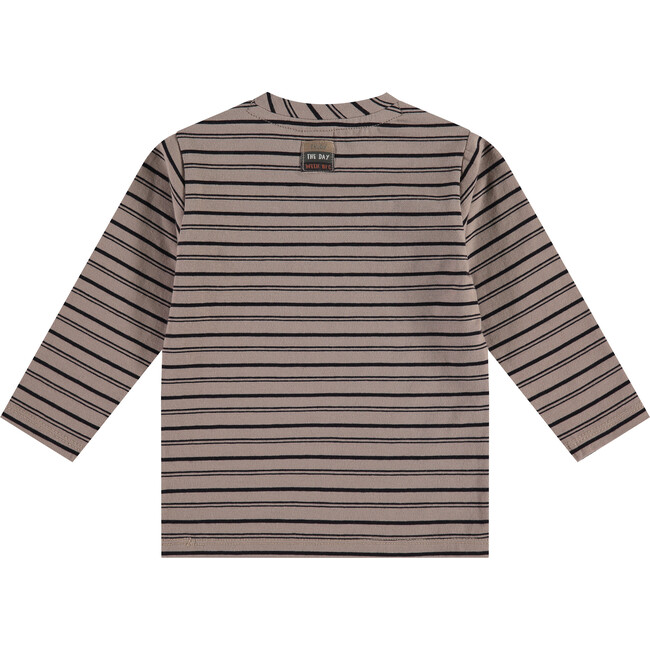 Long Sleeve Striped Pocket Shirt, Taupe - Shirts - 2