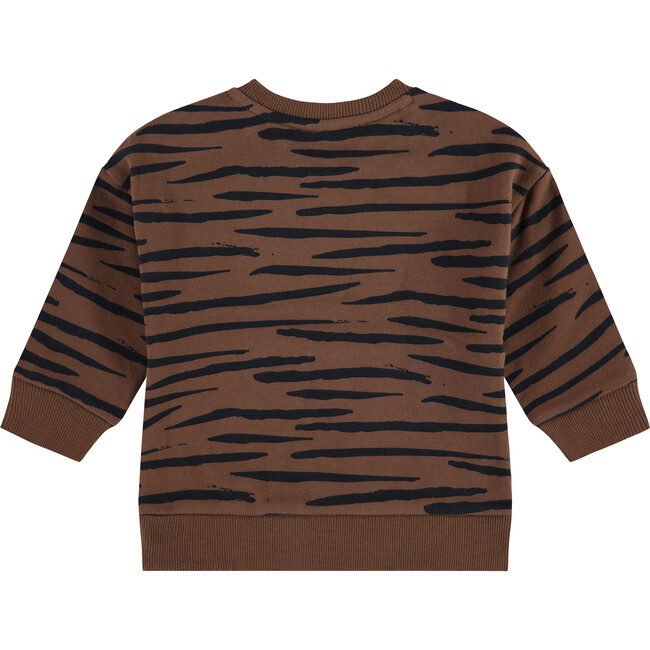 Animal Stripe Pullover, Chocolate Brown - Sweatshirts - 2