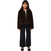 Kids Elis Pluche™ Fauz Seude Spread Collar Short Coat, Espresso - Coats - 2