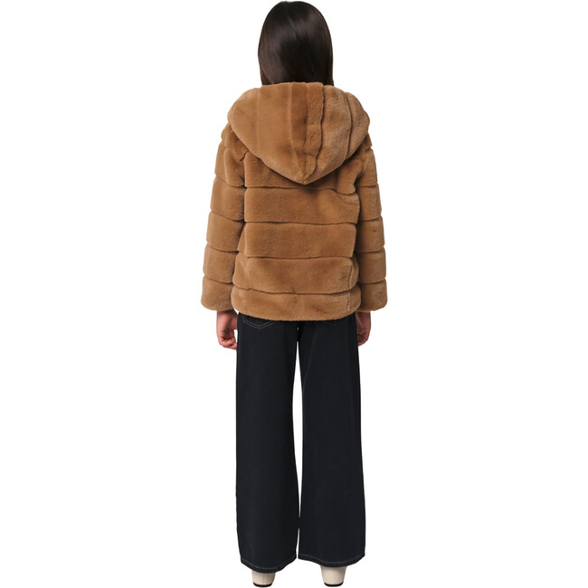Kids Goldie Pluche™ Hooded Tiered Short Coat, Camel - Coats - 3
