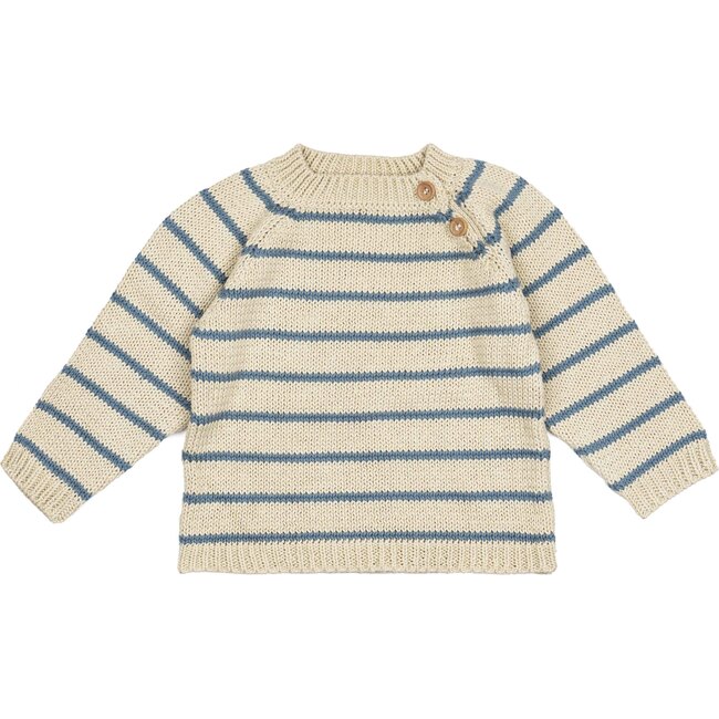 Stripe Crew Neck Sweater, Blue/Oat Stripe