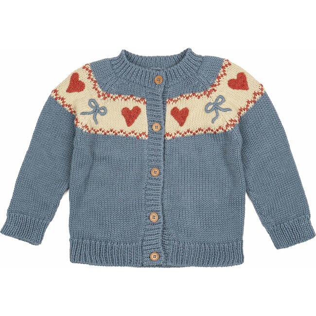 Sweetheart Cardigan, Teal Blue