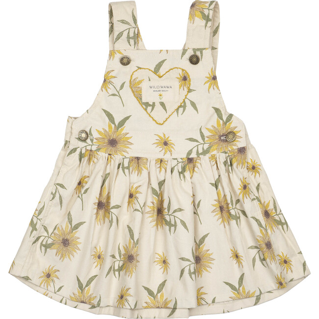 Heart Pocket Overall Dress, Sunflower Field