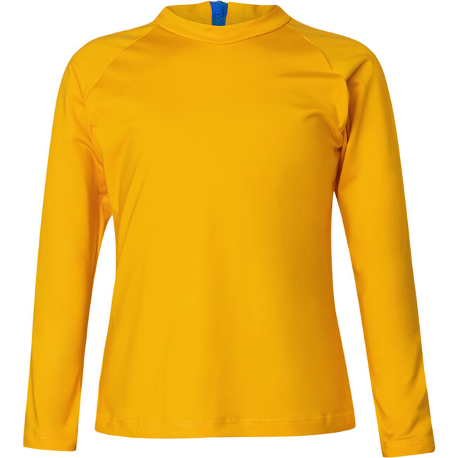 High Neck Back Zipper Rashguard, Yellow - Rash Guards - 1