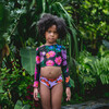 Sun Long Sleeve Crop Top And Reversible Bikini Bottom, Jardin De Mari Negro - Two Pieces - 2