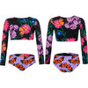 Sun Long Sleeve Crop Top And Reversible Bikini Bottom, Jardin De Mari Negro - Two Pieces - 3