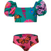 Bubble Short Puff Sleeve Top And Reversible Bikini Bottom, Jardin De Mari - Two Pieces - 1 - thumbnail