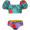Bubble Short Puff Sleeve Top And Reversible Bikini Bottom, Abi And Flora - Two Pieces - 1 - thumbnail