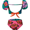 Bubble Short Puff Sleeve Top And Reversible Bikini Bottom, Jardin De Mari - Two Pieces - 2