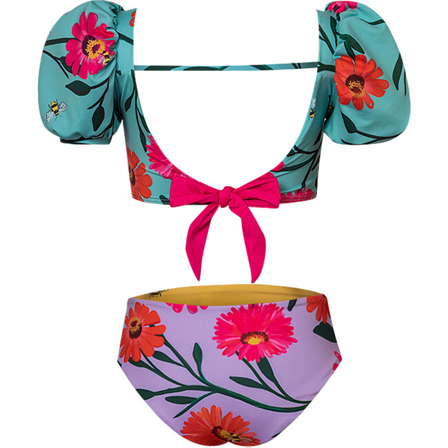 Bubble Short Puff Sleeve Top And Reversible Bikini Bottom, Abi And Flora - Two Pieces - 3