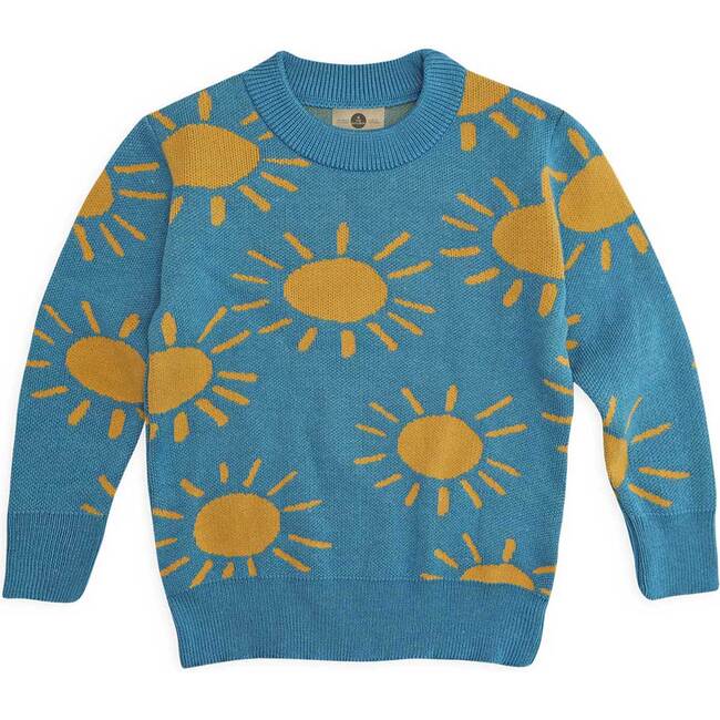 Sol Solecito Crew Neck Long Sleeve Knit Sweater, Blue - Sweaters - 1