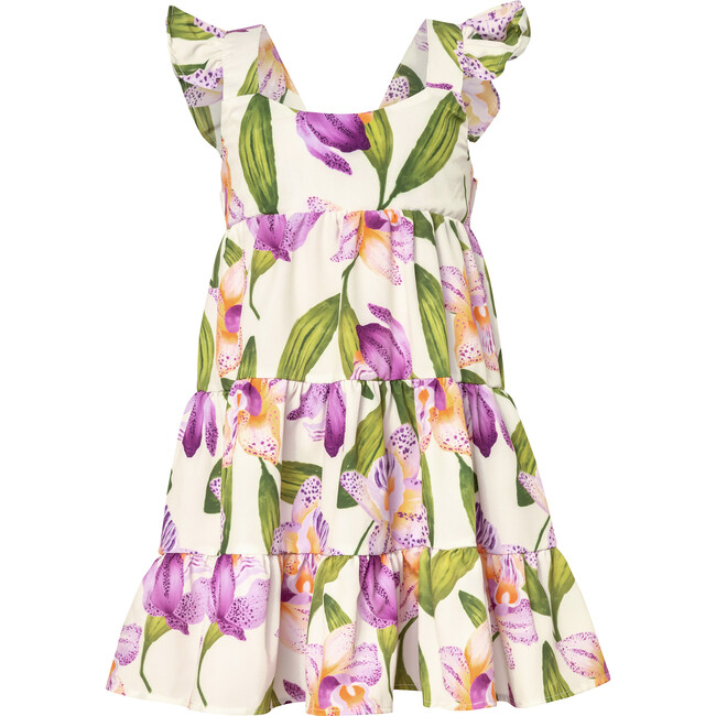Corissia Orquideas Anggie Print Adjustable Strap Dress, White - Dresses - 1