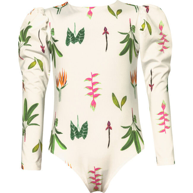 Plantulas Cloud Longsleeve Swimsuit, White - One Pieces - 1
