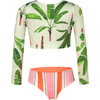 Platanal Verde Sun Longsleeve Bikini Swimsuit, Green - Two Pieces - 1 - thumbnail