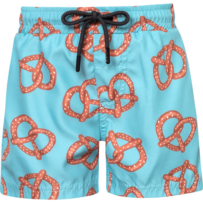 Pretzels Elastic Waist Drawstring Swimshorts, Light Blue - Swim Trunks - 1