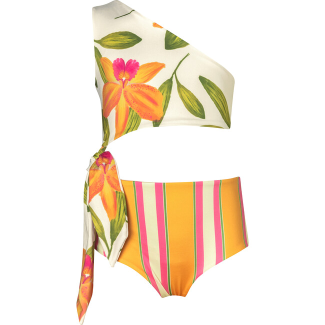 Orquideas Naranja Knot Trikini Swimsuit, Orange - Two Pieces - 1