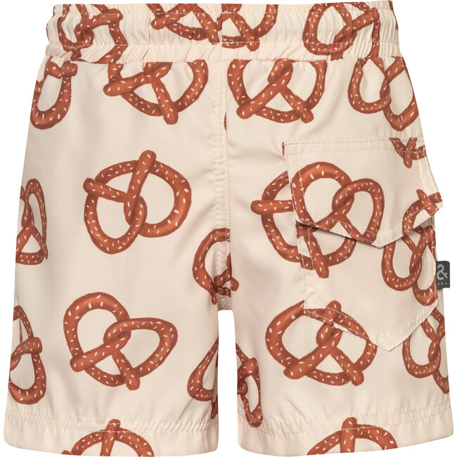 Pretzels Elastic Waist Drawstring Swimshorts, White