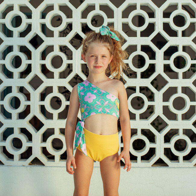 Azulejo Verde Knot Trikini Swimsuit, Multicolor