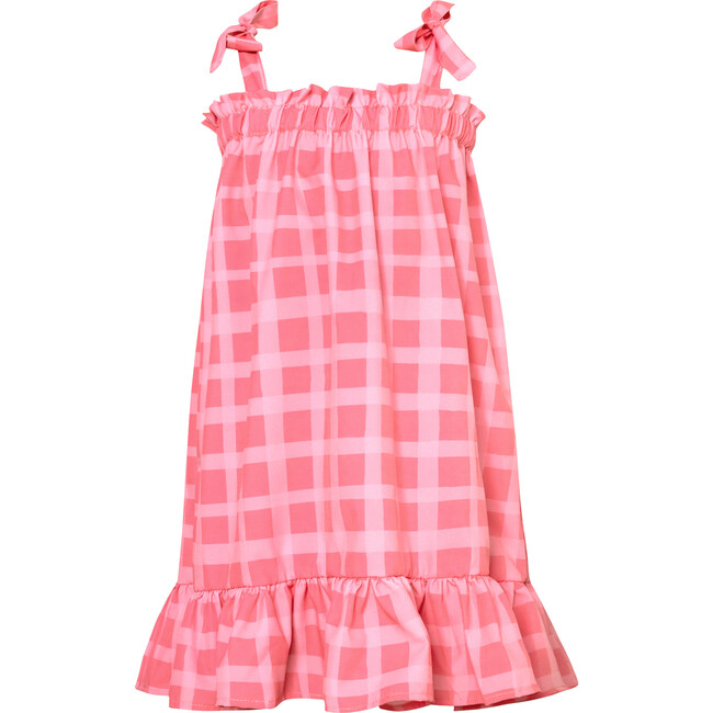 Elisa Picnic Chest Contour Shoulder Strap Dress, Pink - Dresses - 1