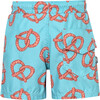 Pretzels Elastic Waist Drawstring Swimshorts, Light Blue - Swim Trunks - 2 - thumbnail
