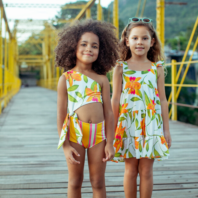 Orquideas Naranja Knot Trikini Swimsuit, Orange - Two Pieces - 2