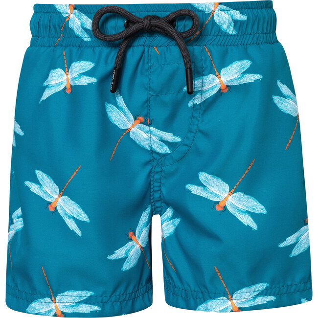 Dragon-Fly Petroleo Elastic Waist Drawstring Swimshorts, Blue