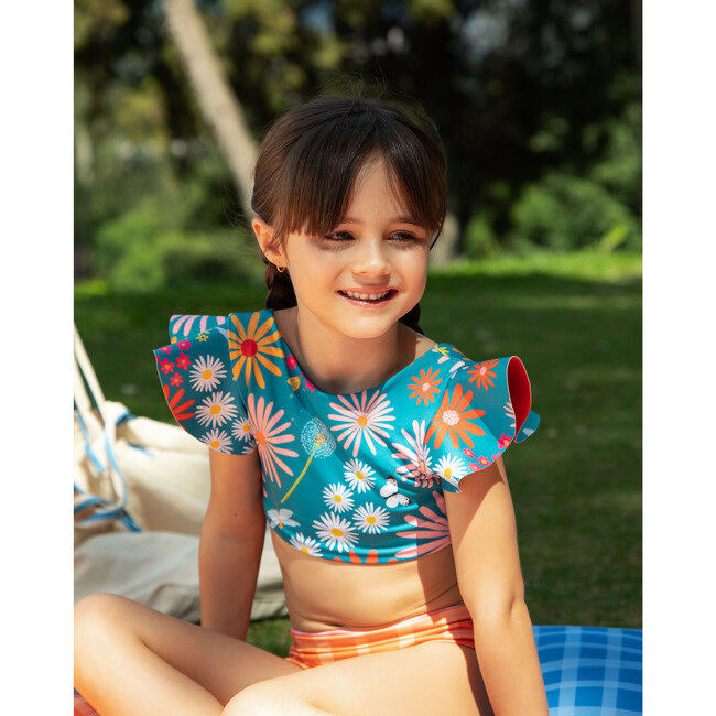 Dayana Garden Flounce Sleeve & Reversible Bottom Bikini, Blue