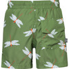 Dragon-Fly Print Elastic Waist Drawstring Swimshorts, Green - Swim Trunks - 3 - thumbnail