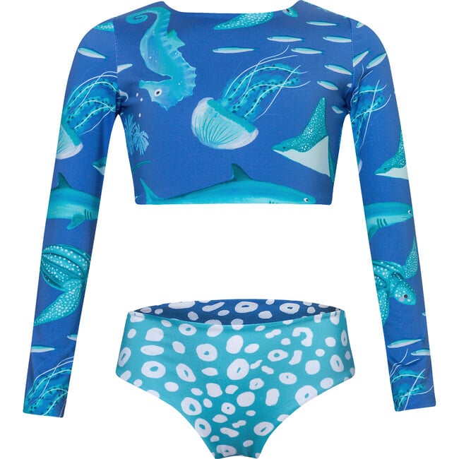 Fiesta En El Mar Sun Long Sleeve Bikini, Blue - Two Pieces - 1