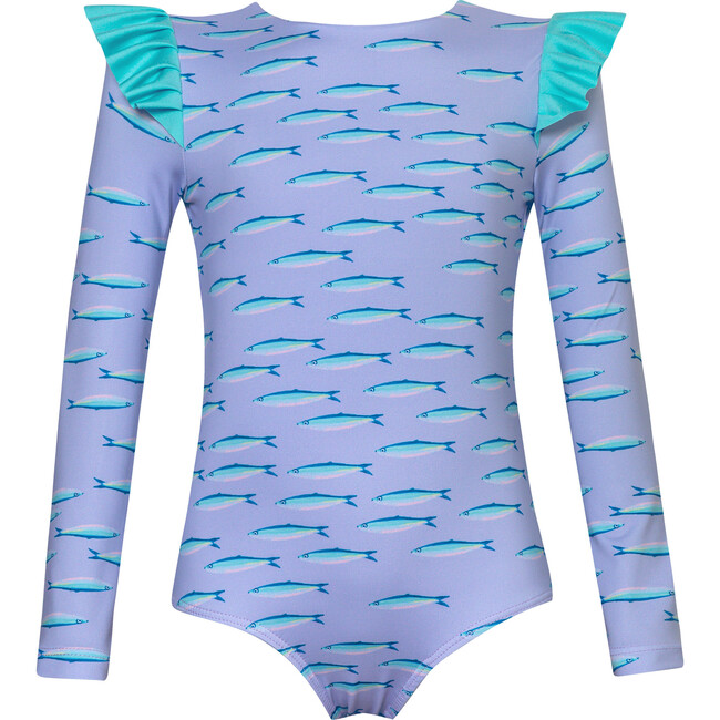 Cardumen Morado Wings Long Sleeve Swimsuit, Purple - One Pieces - 1