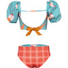 Bubble Ice Cream Print Short Puff Sleeve & Reversible Bottom 2-Piece Bikini, Blue - Two Pieces - 3 - thumbnail