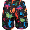 Dino Print Drawstring Swim Shorts, Black - Swim Trunks - 2 - thumbnail