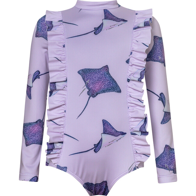 Selena Waves Long Sleeve Swimsuit, Multicolors - One Pieces - 1