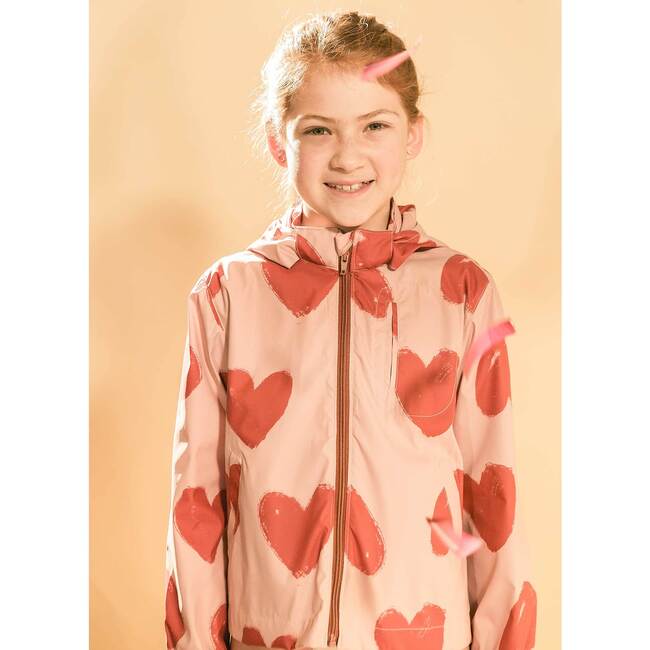 Heart Print Pocket Jacket, Red - Jackets - 2