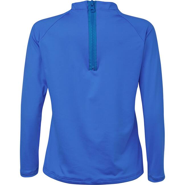 Solid High Neck Long Sleeve Rashguard, Ocean Blue - Rash Guards - 2