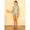 Loving Print Knot Long Sleeve Swimsuit, Green - One Pieces - 3