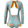 Loving Print Knot Long Sleeve Swimsuit, Green - One Pieces - 4