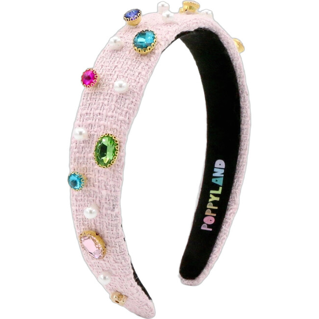 Pink Tweed Bejeweled Headband