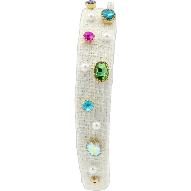 Ivory Tweed Bejeweled Headband - Headbands - 2