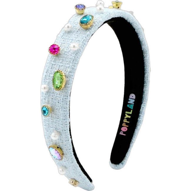 Blue Tweed Bejeweled Headband