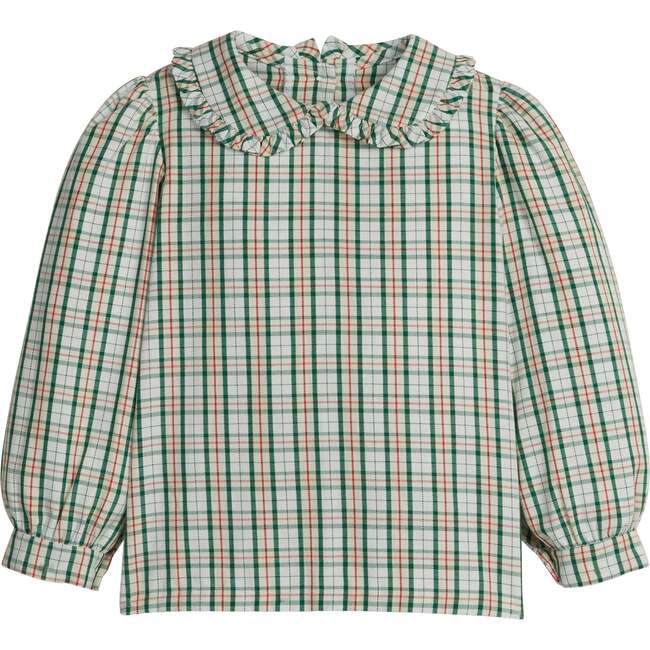 Ruffled Peter Pan Blouse, Mistletoe Tartan