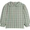Ruffled Peter Pan Blouse, Mistletoe Tartan - Blouses - 1 - thumbnail