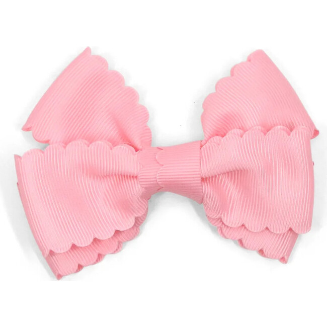 Grosgrain Scalloped Bow Hair Clip, Pink