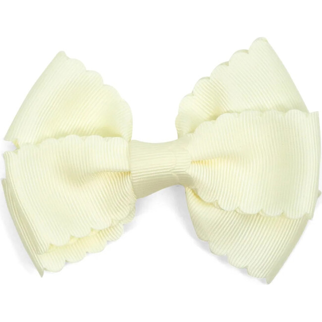 Grosgrain Scalloped Bow Hair Clip, Buttercream