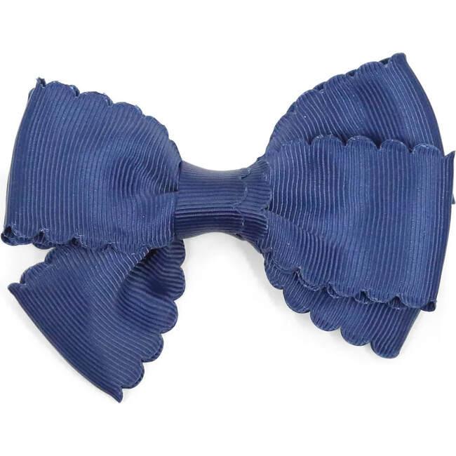 Grosgrain Scalloped Bow Hair Clip, Navy