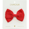 Grosgrain Scalloped Bow Hair Clip, Red - Hair Accessories - 2