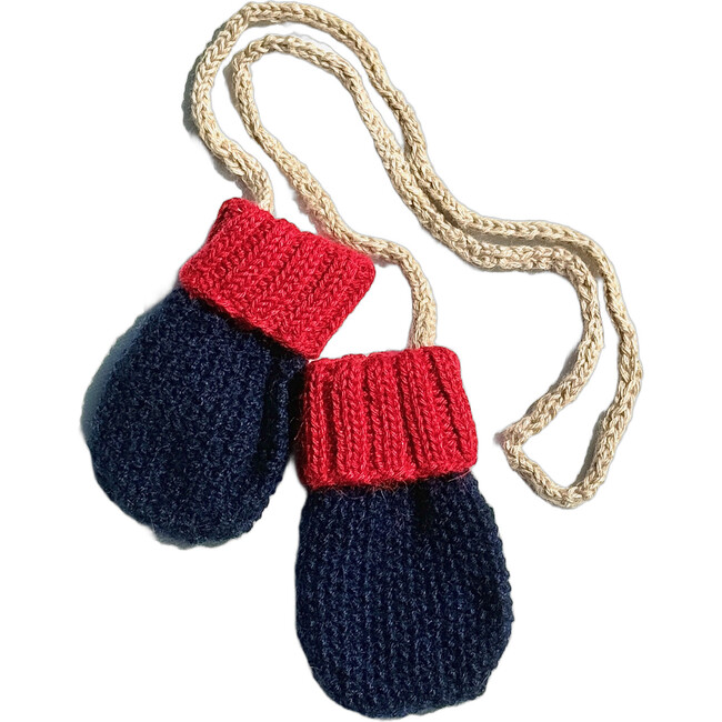 Baby Mittens, Navy Reds